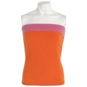 VINCE Cashmere Top in Bright Orange & Pink M